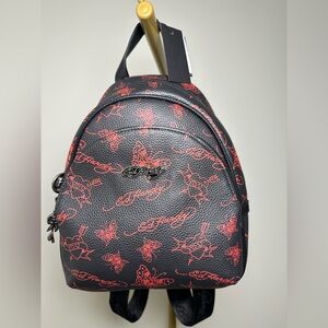 Ed Hardy Black Backpack with Red Designs